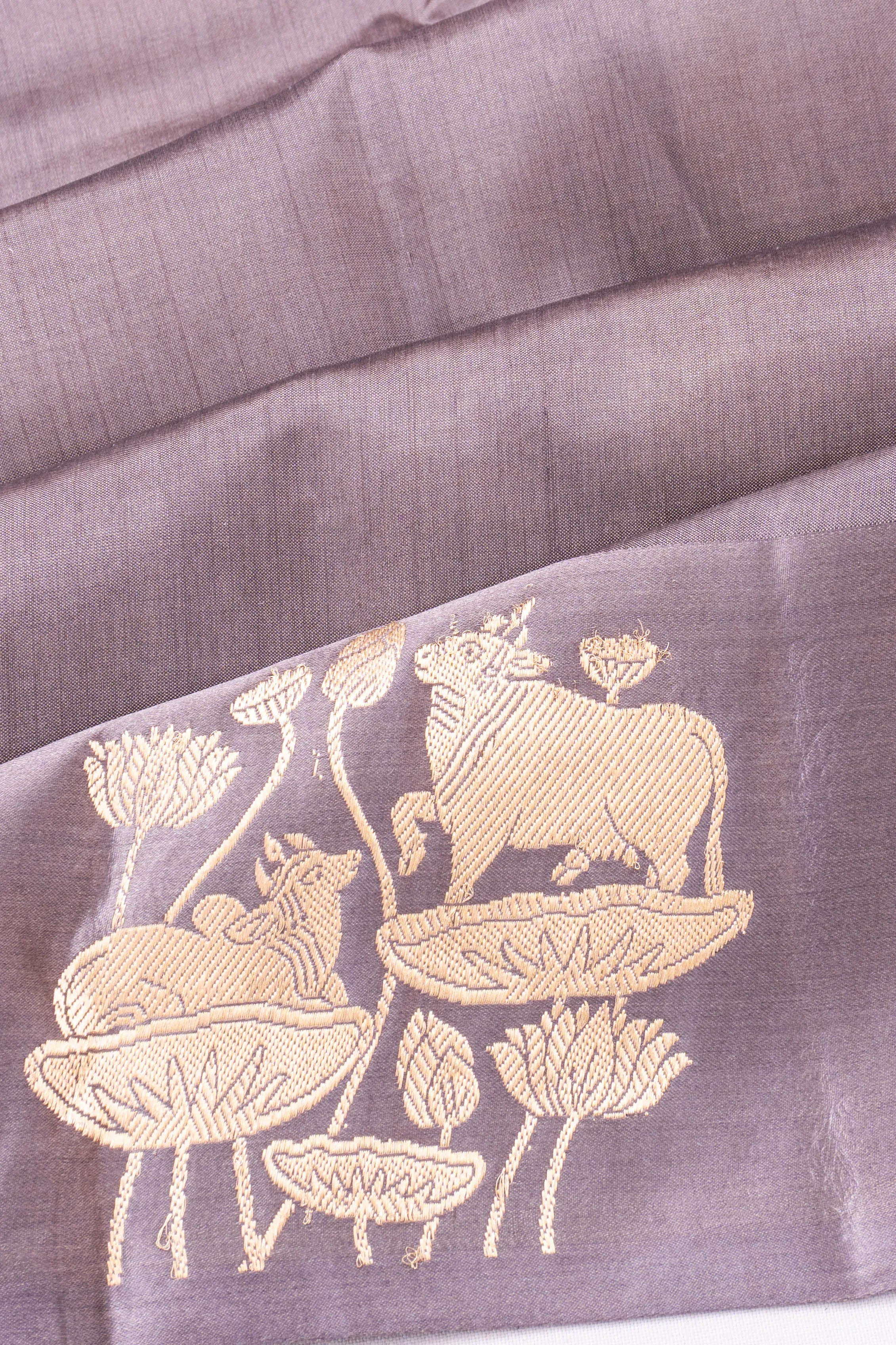 Banarasi Katan Silk Butta Lilac Saree