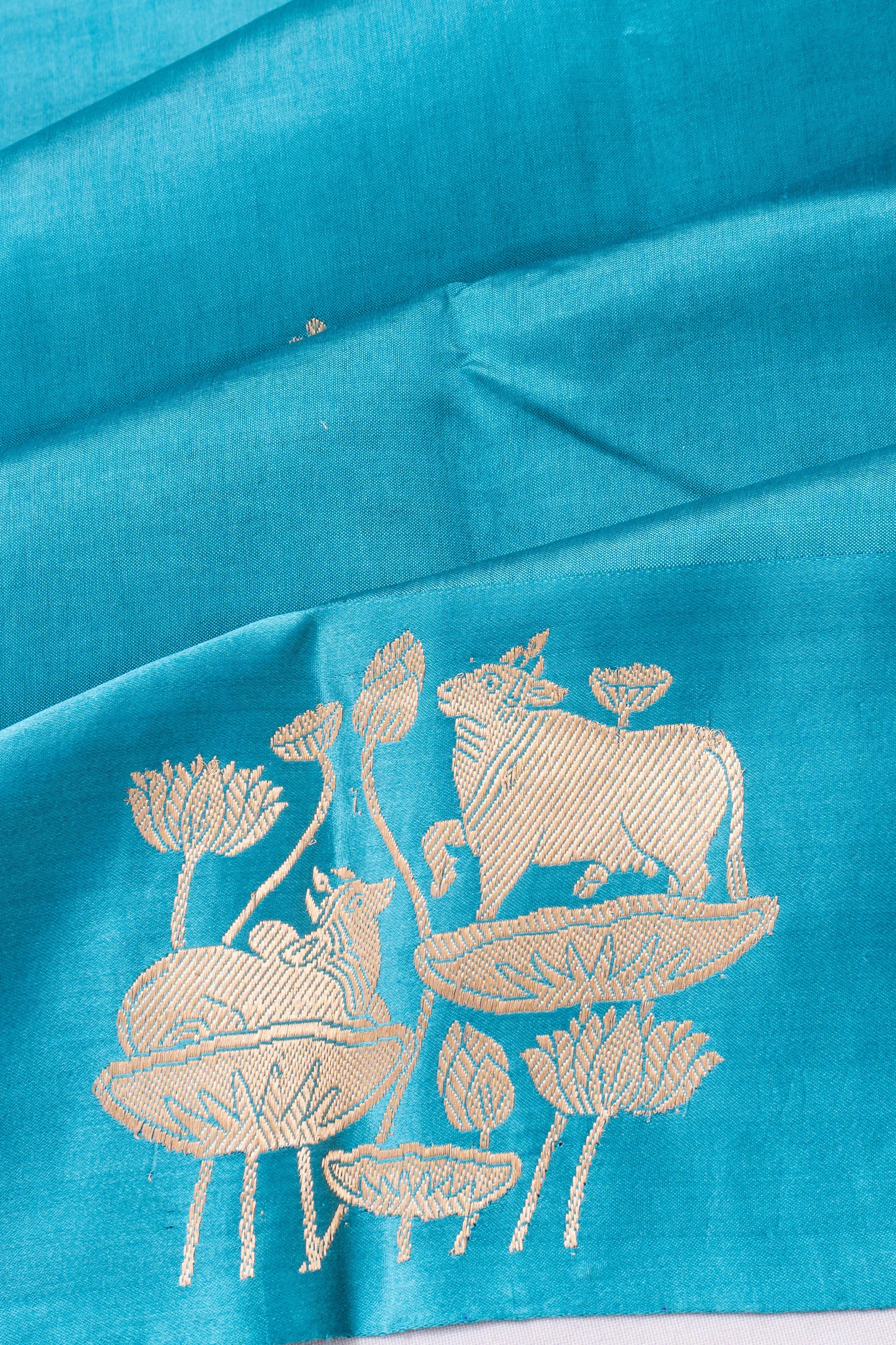 Banarasi Katan Silk Butta Blue Saree