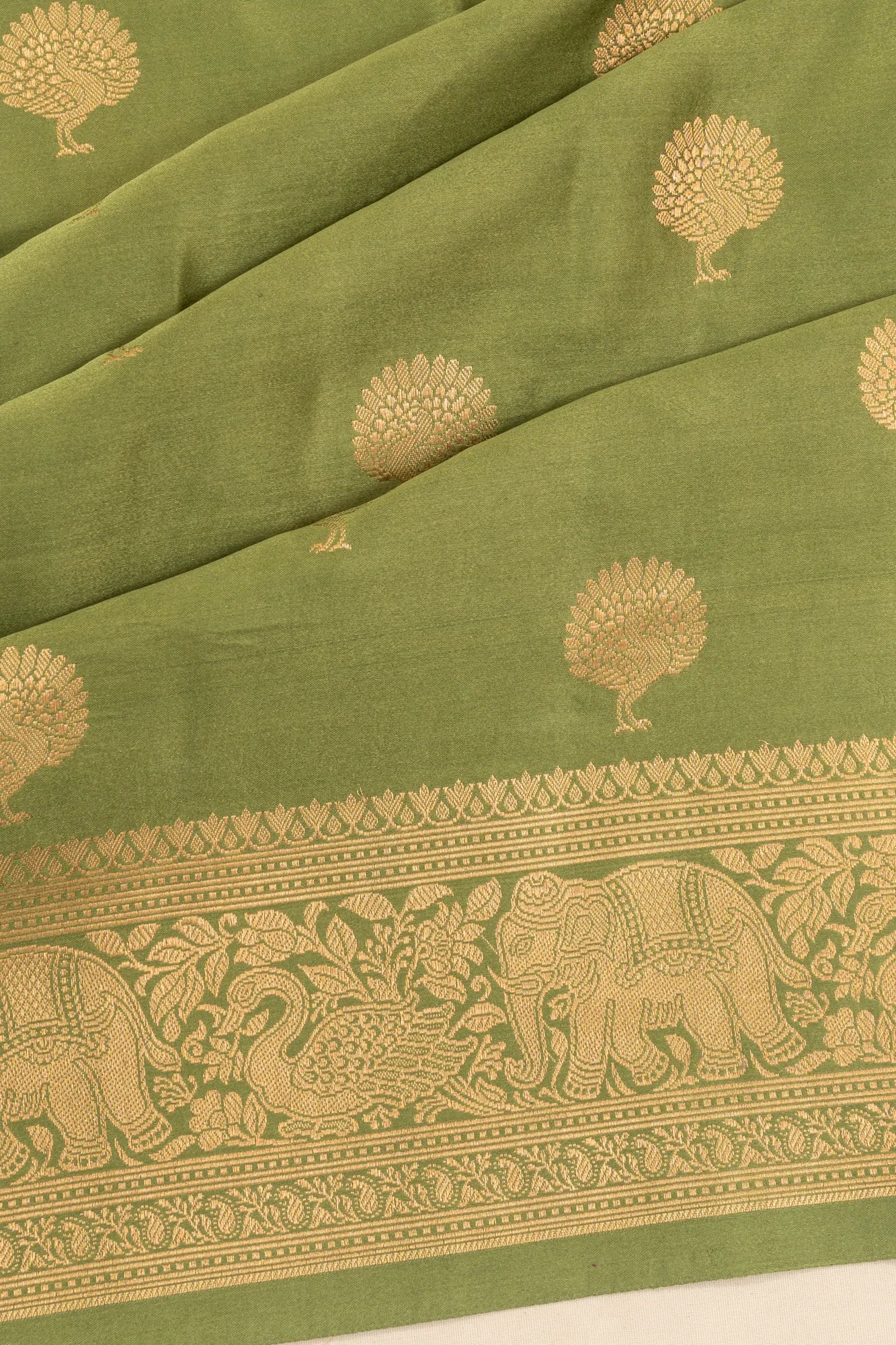 Banarasi Silk Butta Green Saree