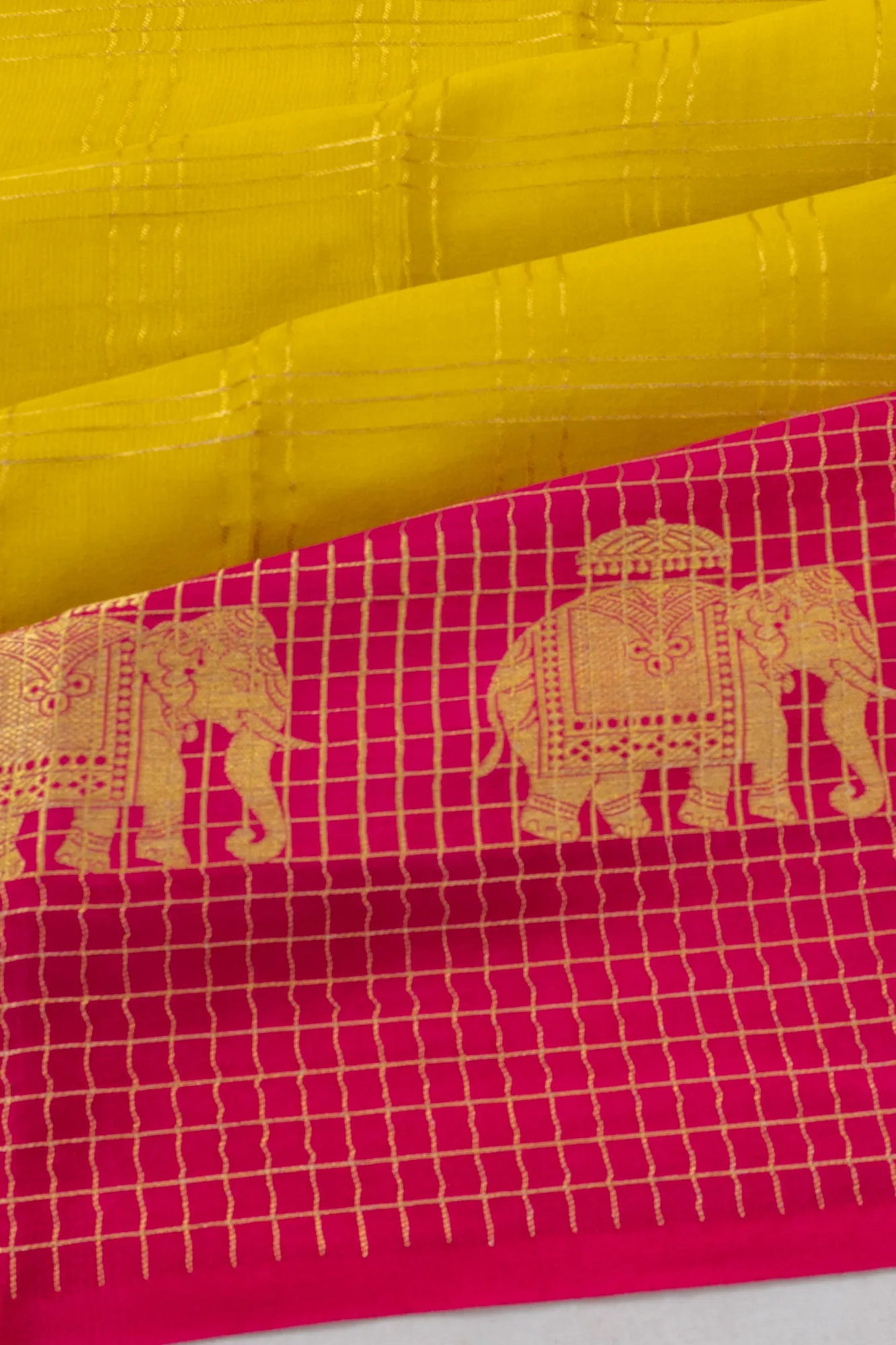 Mysore Silk Checks Mehendi Green Saree
