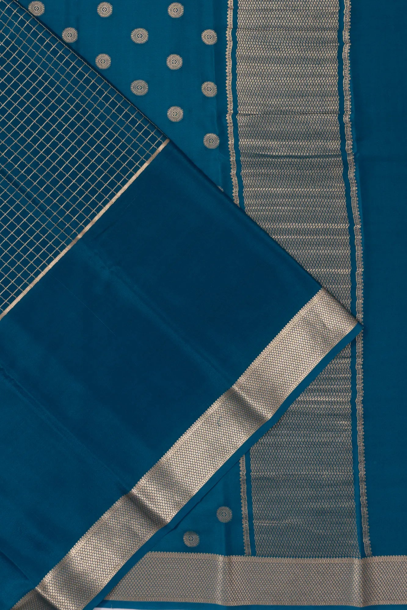 Mysore Silk Checks Blue Saree