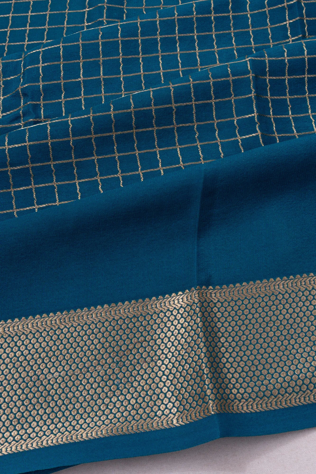 Mysore Silk Checks Blue Saree