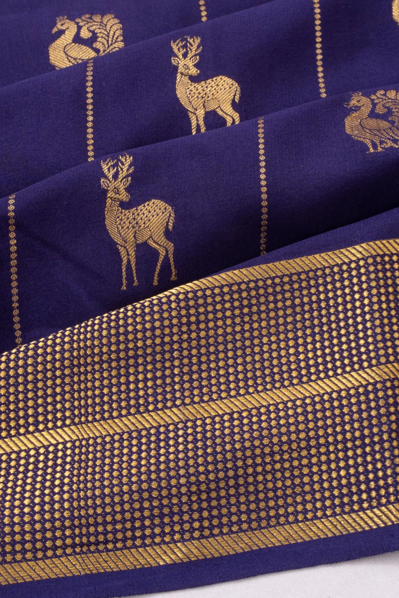 Mysore Silk Brocade Dark Blue Saree