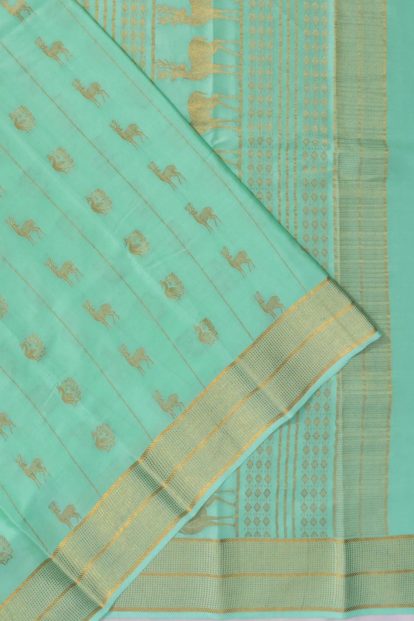Mysore Silk Brocade Sage Blue Saree