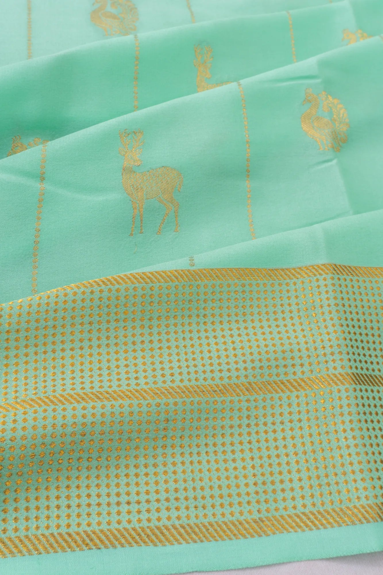 Mysore Silk Brocade Sage Blue Saree