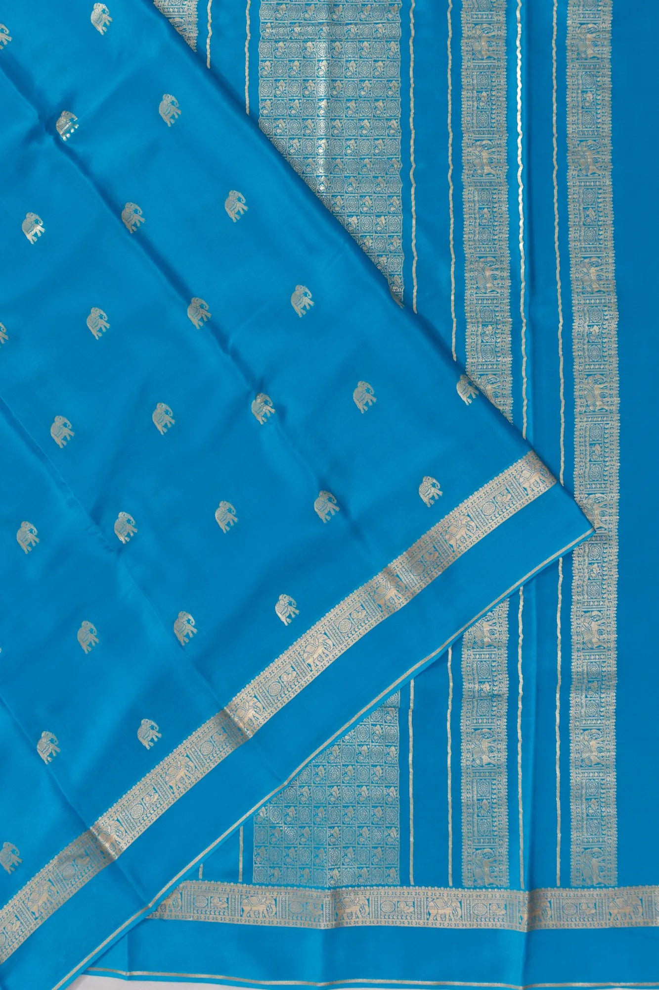 Mysore Silk Brocade Blue Saree
