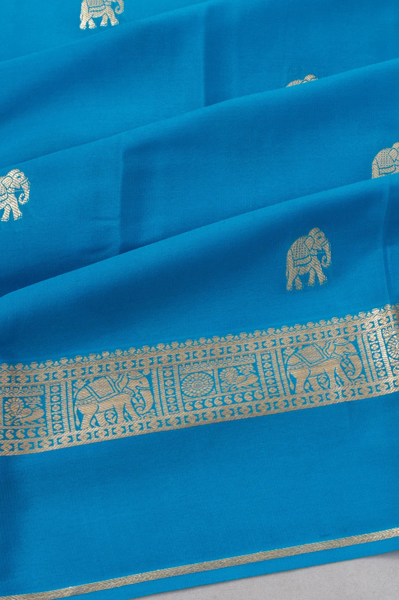 Mysore Silk Brocade Blue Saree