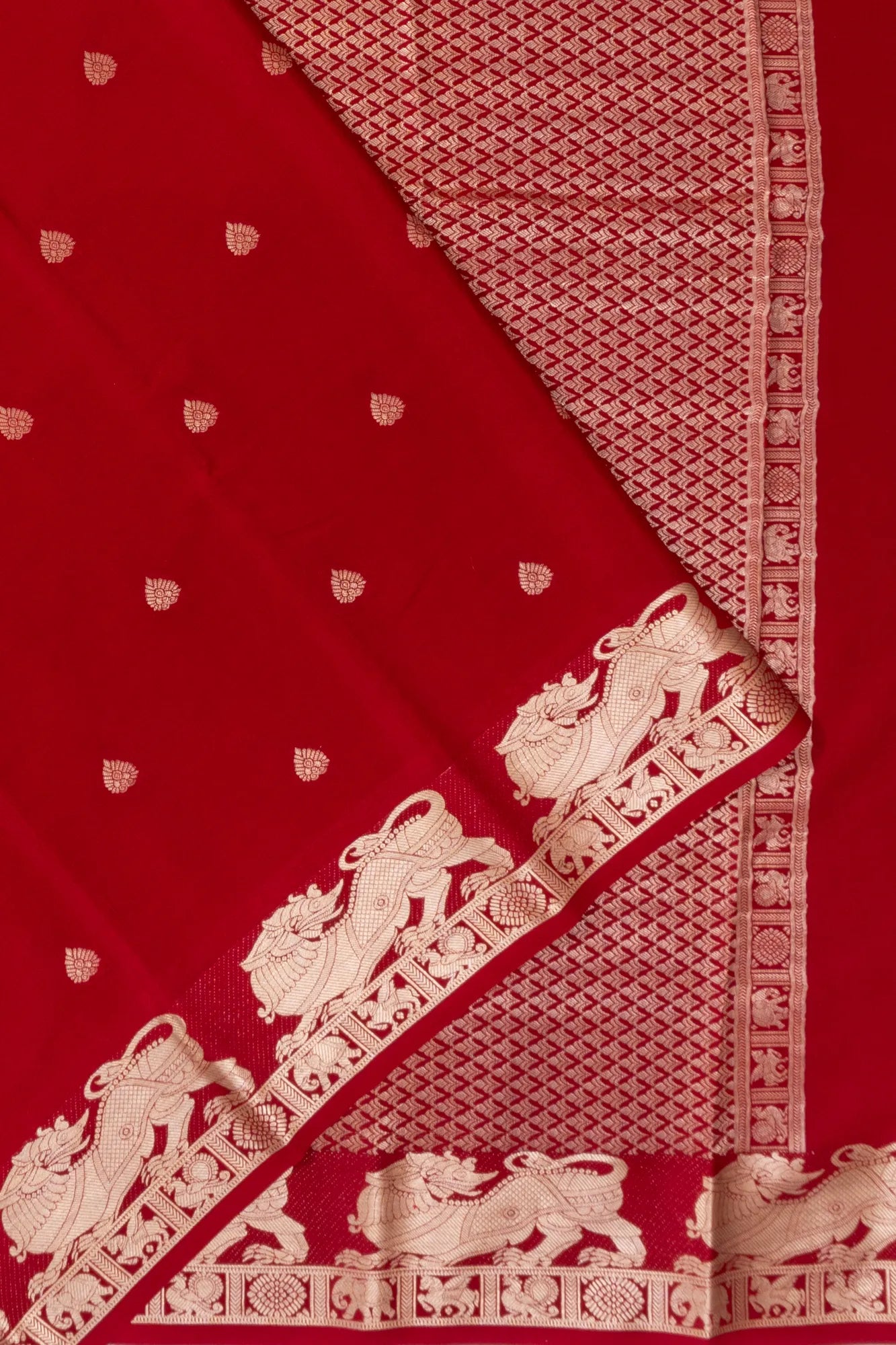 Mysore Silk Butta Red Saree