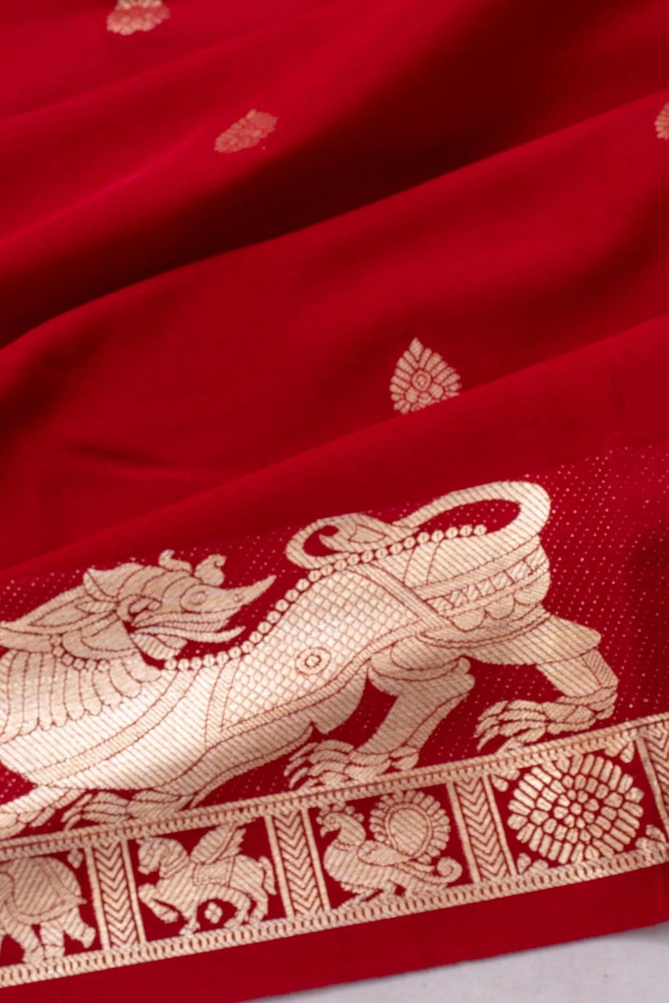 Mysore Silk Butta Red Saree