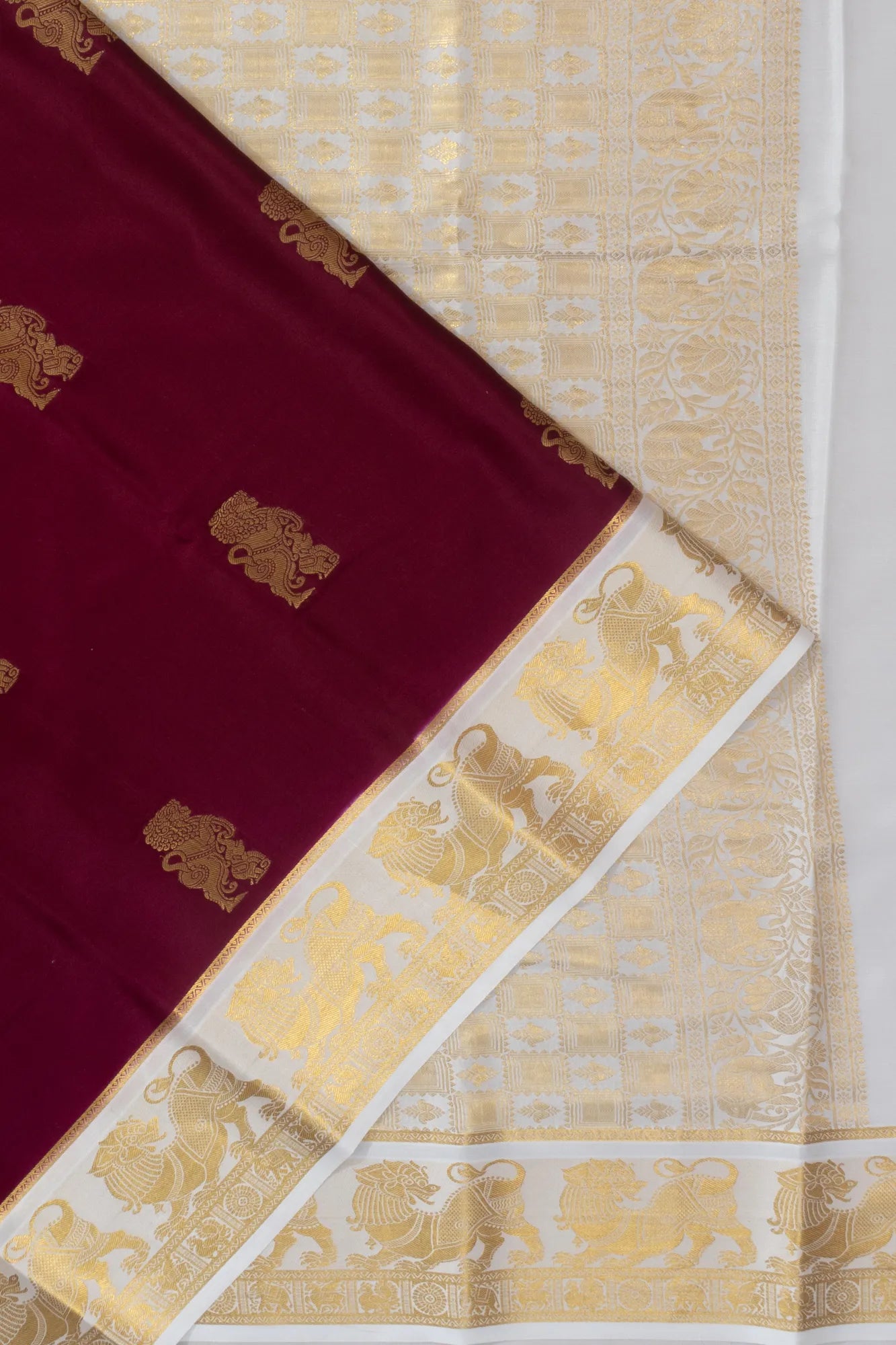 Mysore Silk Butta Maroon Saree