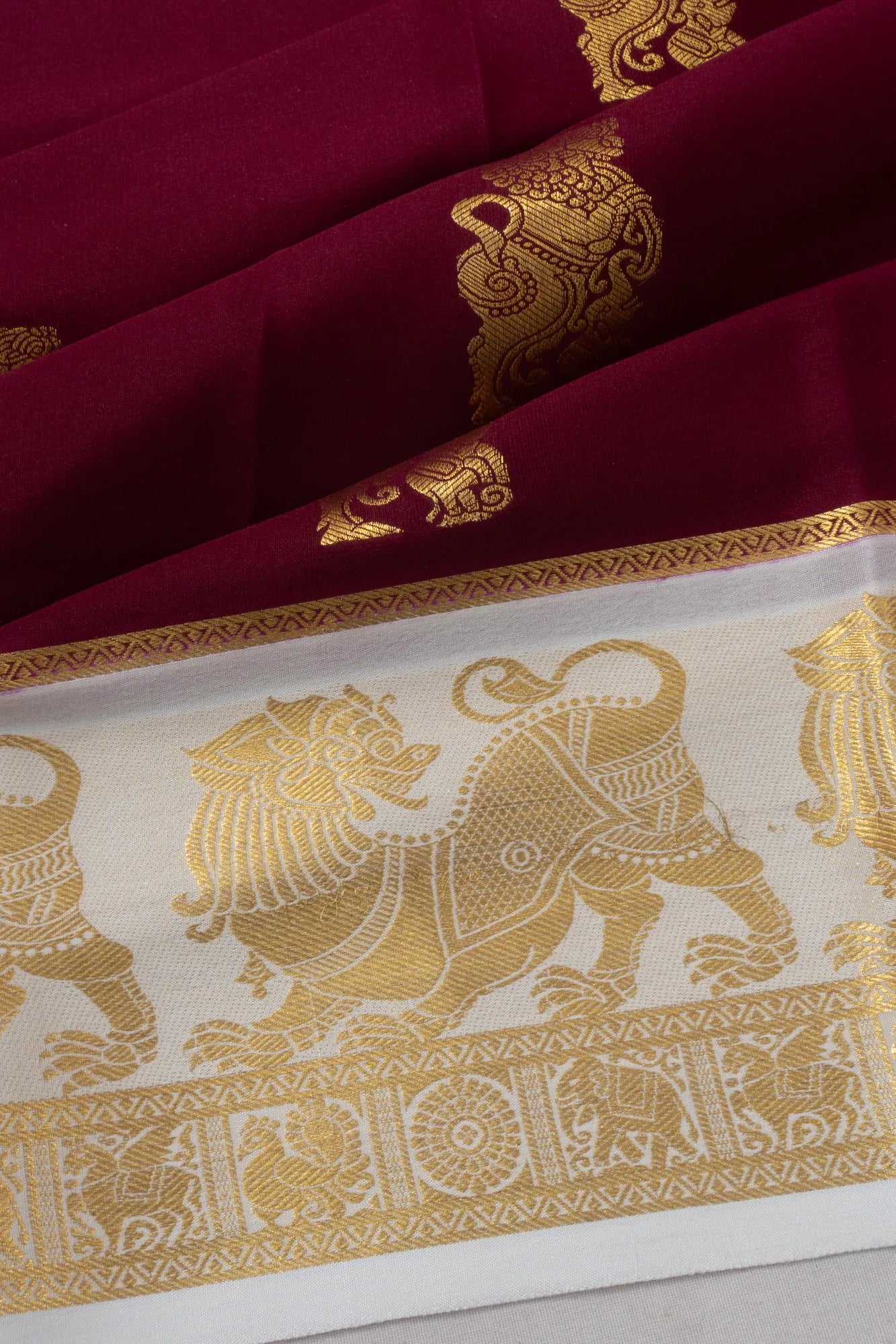 Mysore Silk Butta Maroon Saree