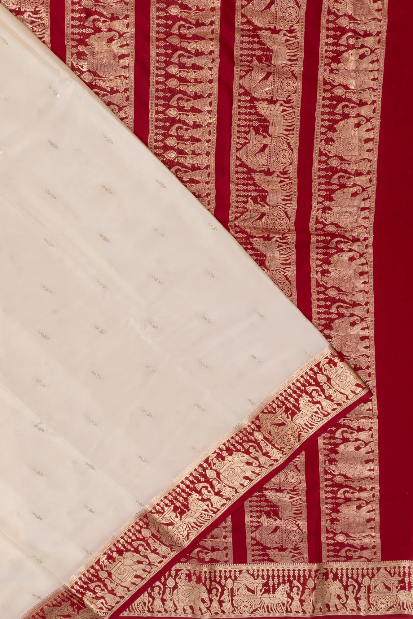 Mysore Silk Butta White Saree