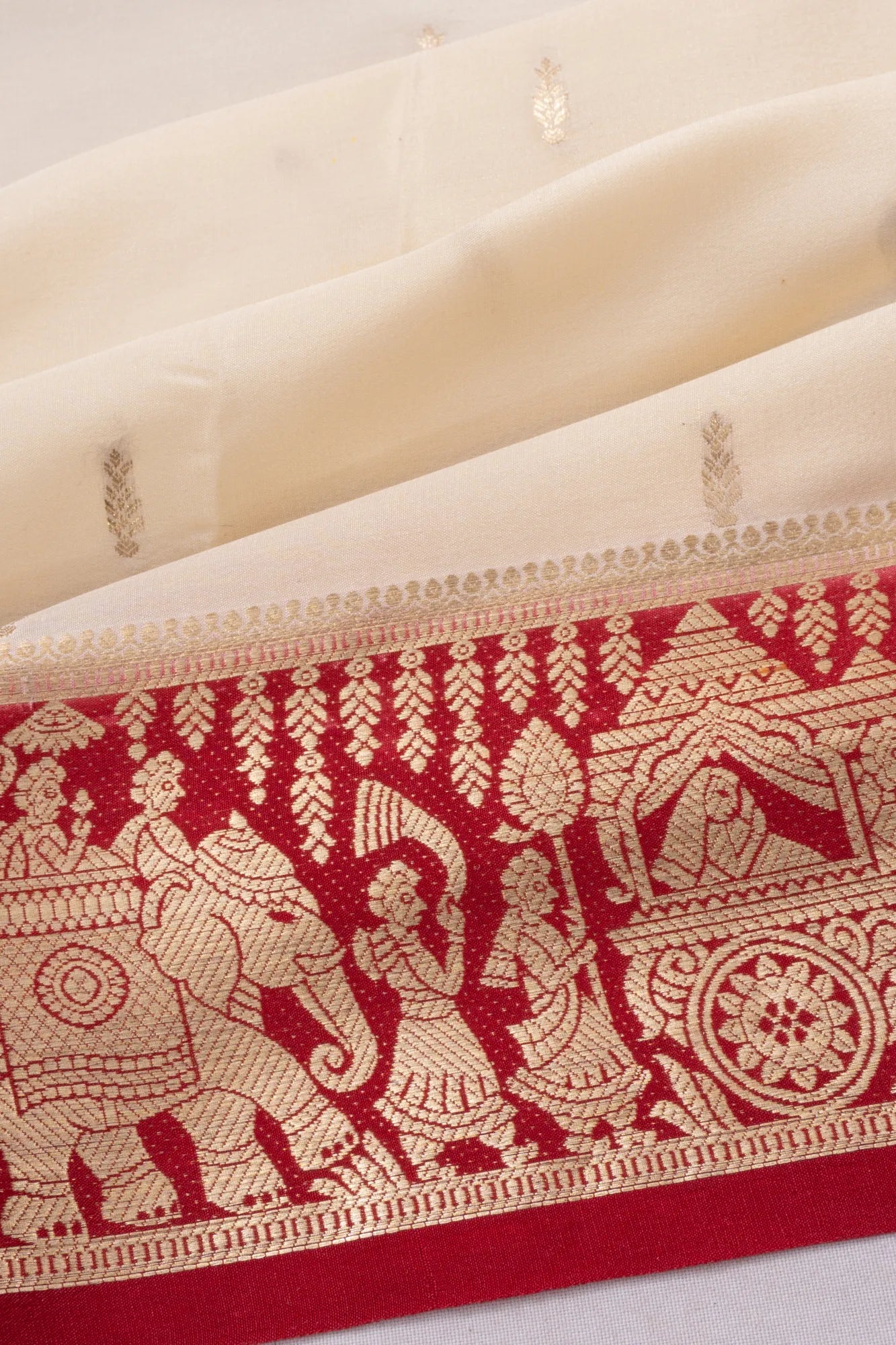 Mysore Silk Butta White Saree