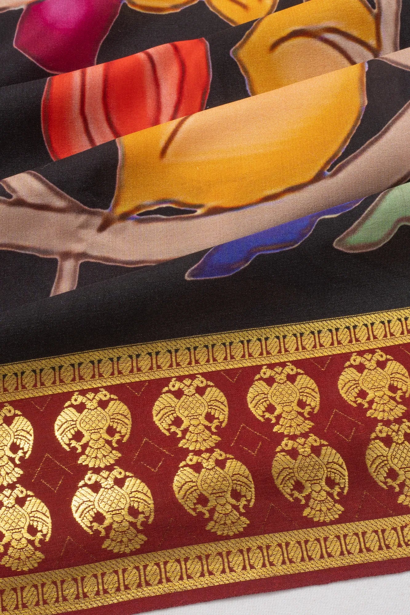Mysore Silk Printed Black Saree