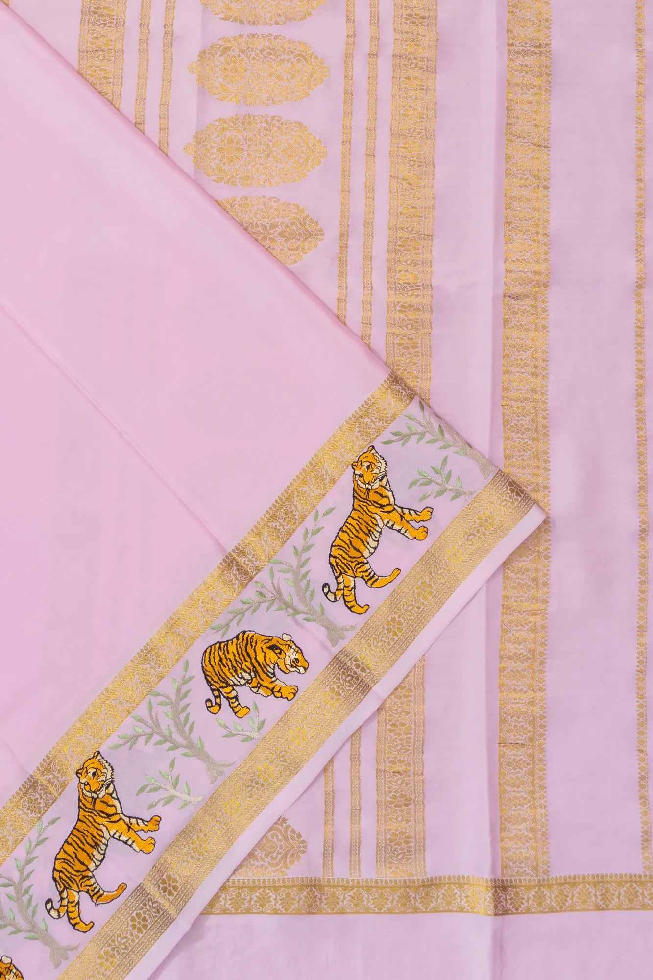 Mysore Silk Plain Lavender Saree With Embroidery Border