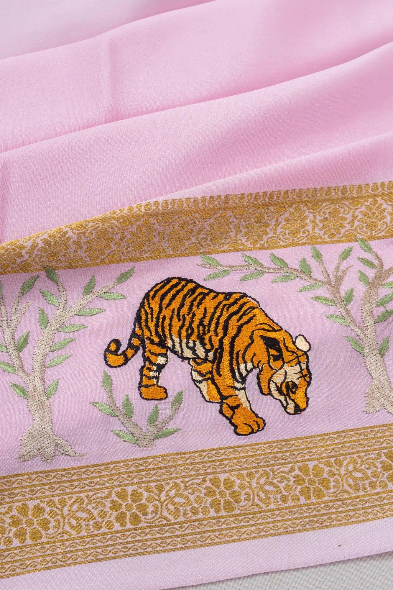 Mysore Silk Plain Lavender Saree With Embroidery Border