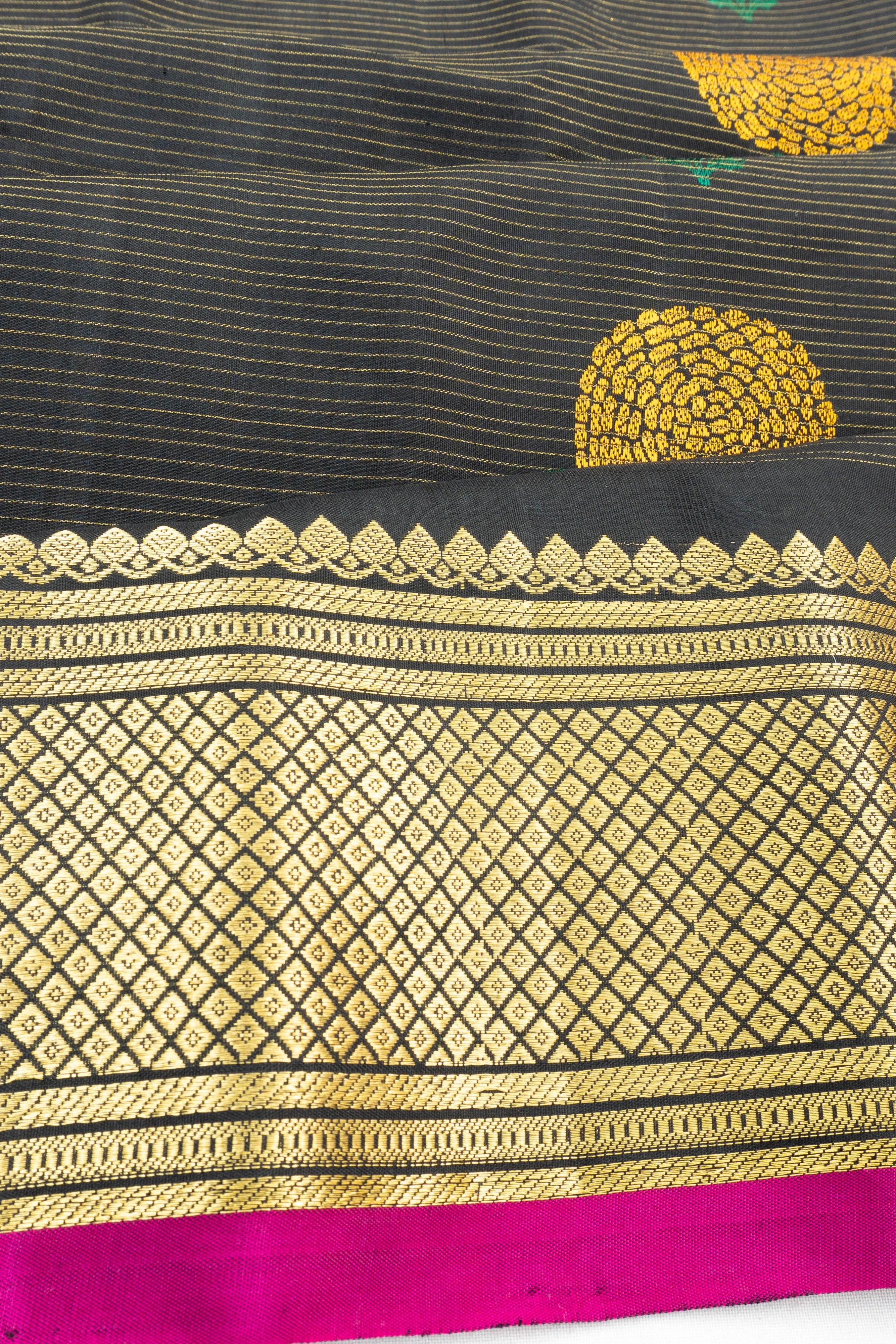 Gadwal Silk Lines And Butta Black Saree