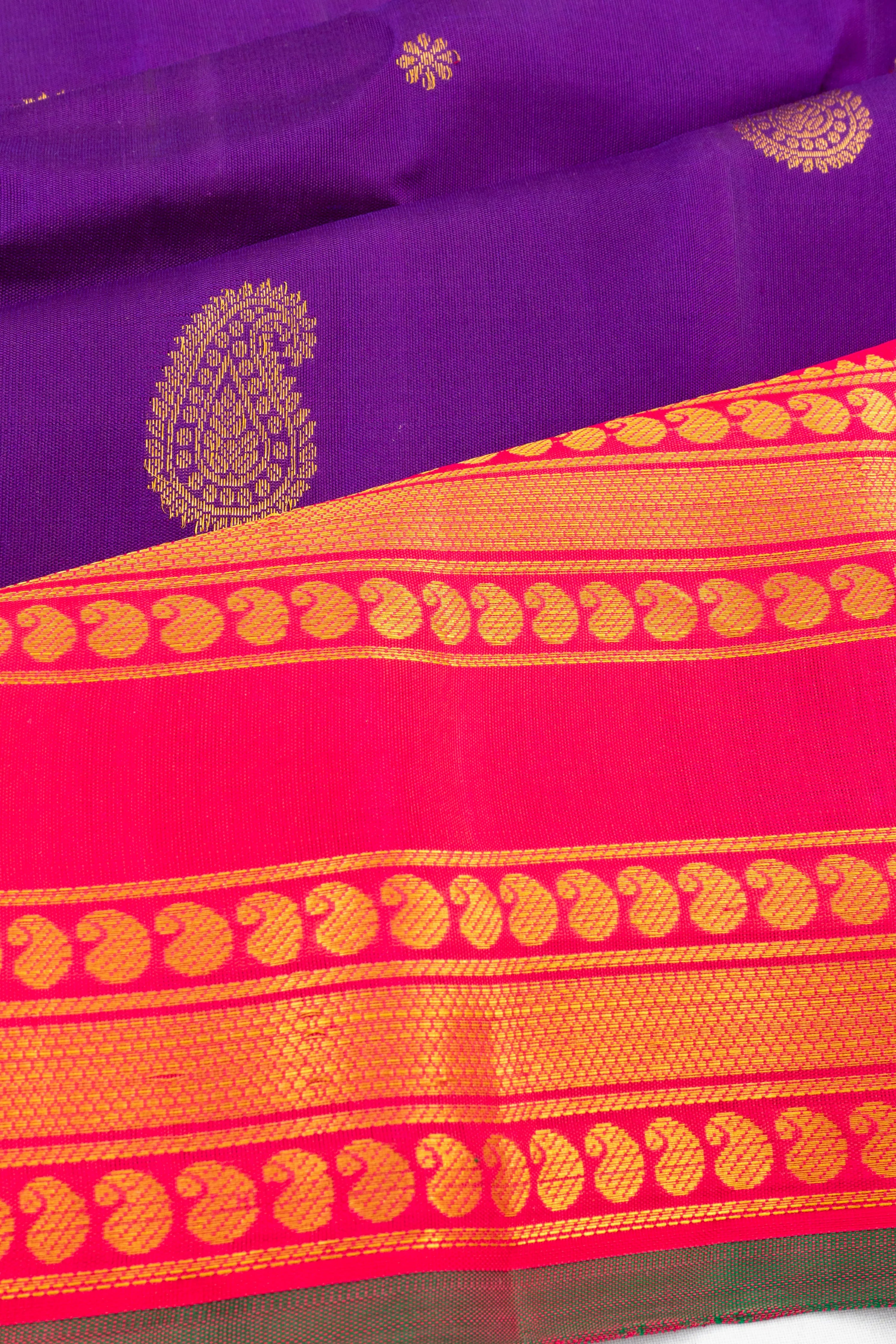 Gadwal Silk Butta Purple Saree