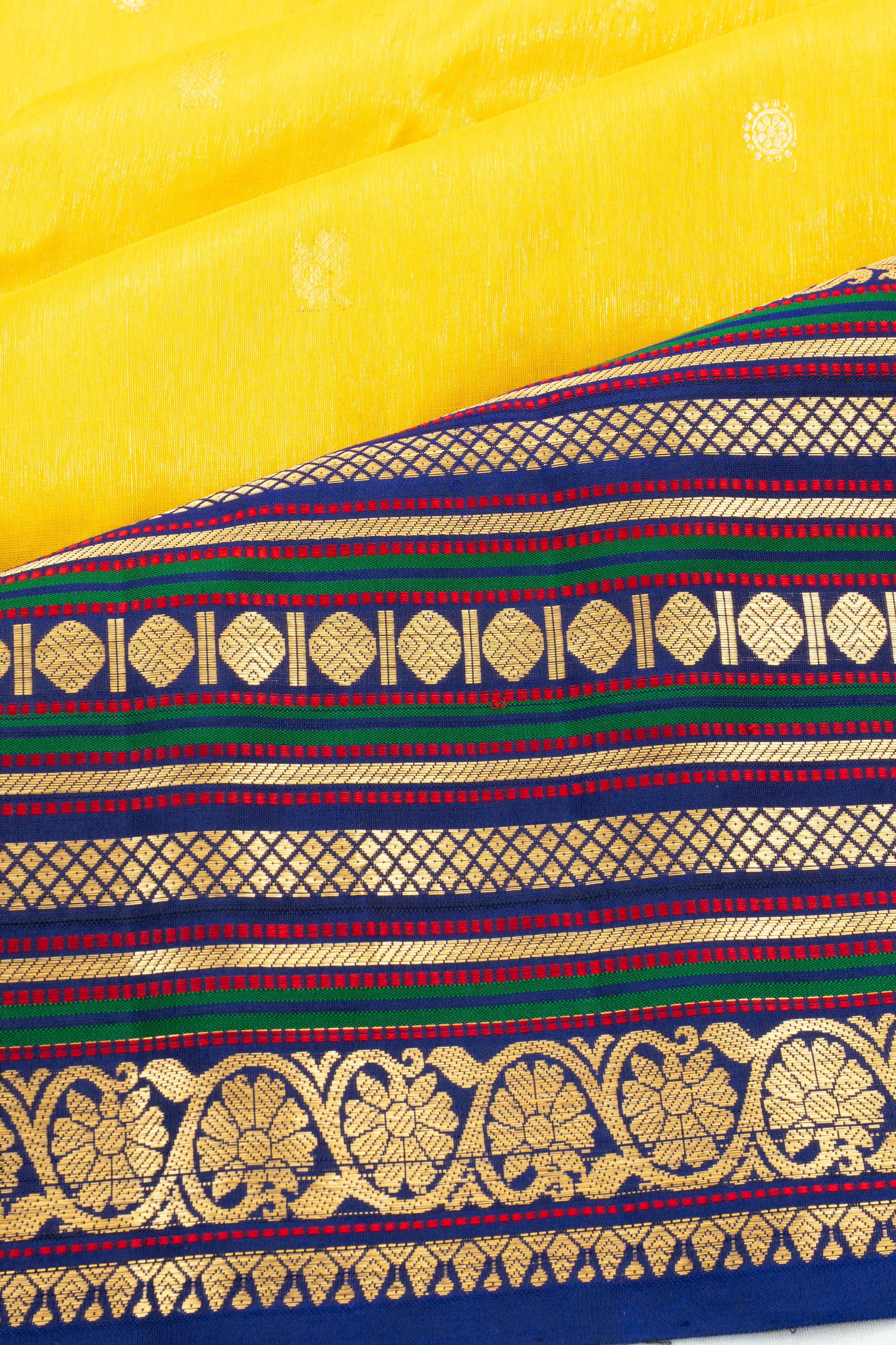 Gadwal Silk Butta Yellow Saree