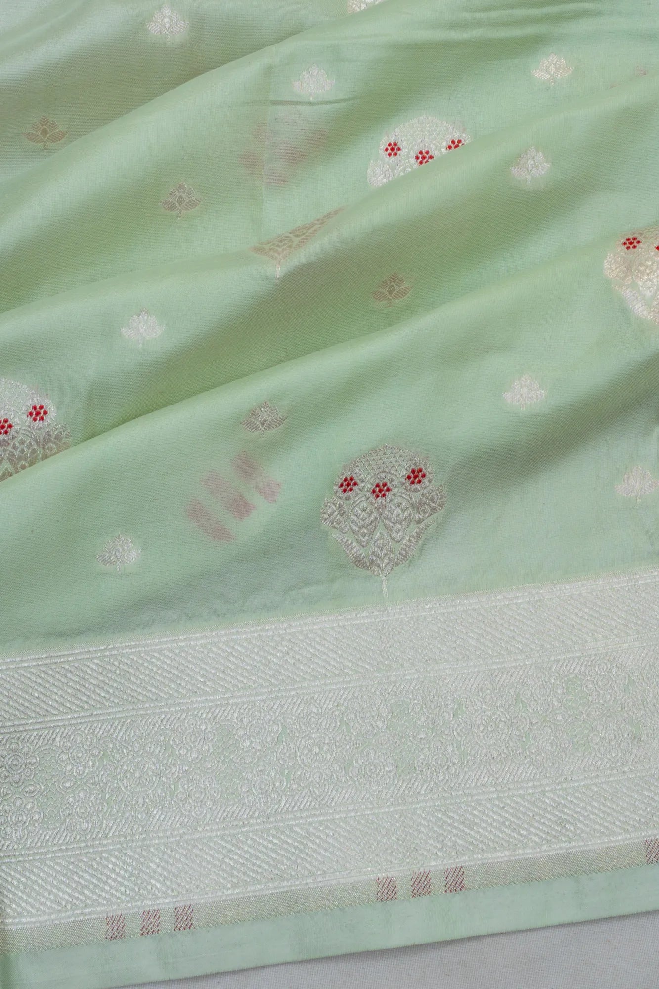 Banarasi Silk Butta Pista Green Dupatta