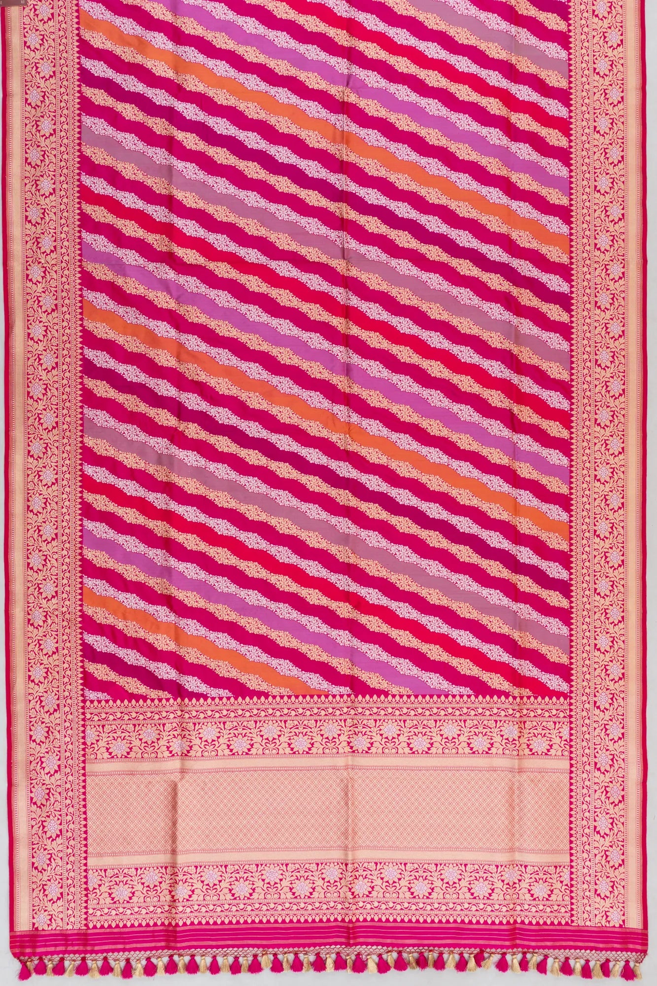 Banarasi Silk Leheriya Jaal Rangkat Pink Dupatta