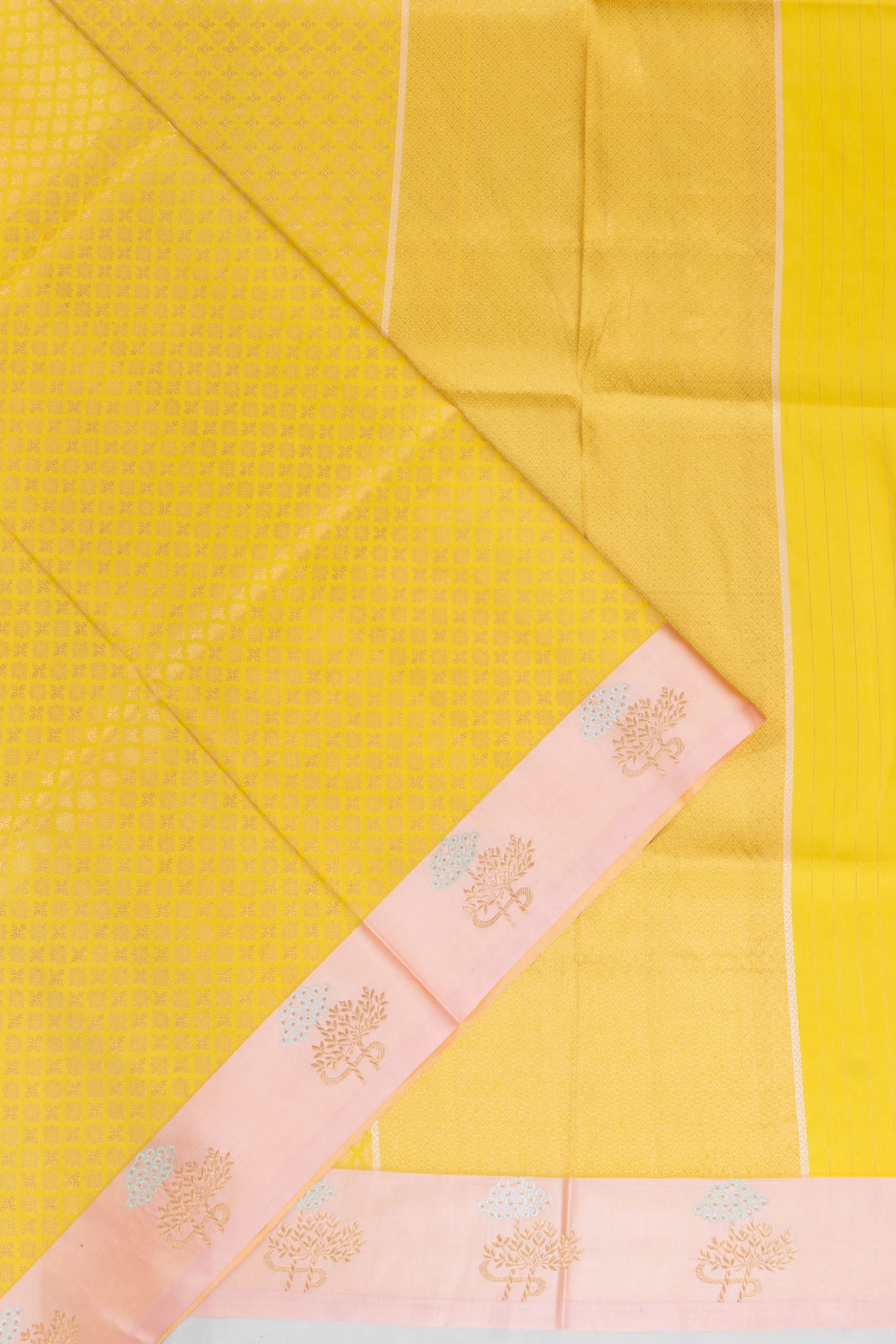 Banarasi Silk Brocade Yellow Saree