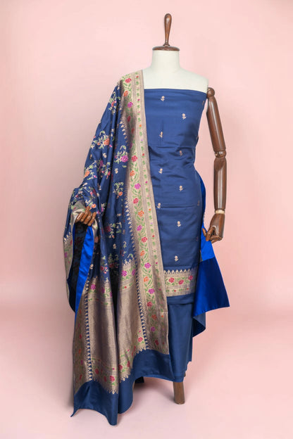 Banarasi Silk Butta Blue Salwar Suit Set