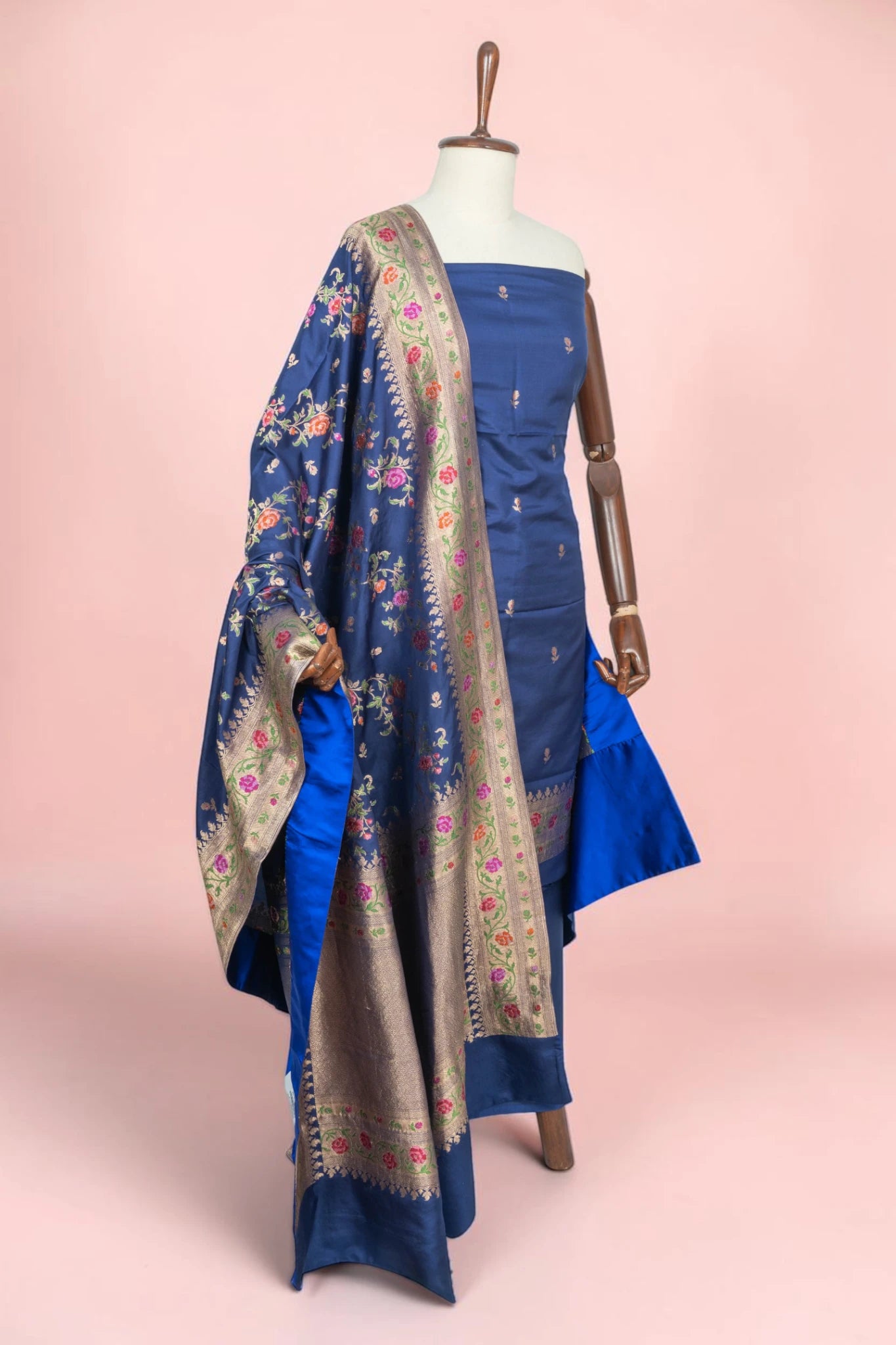 Banarasi Silk Butta Blue Salwar Suit Set