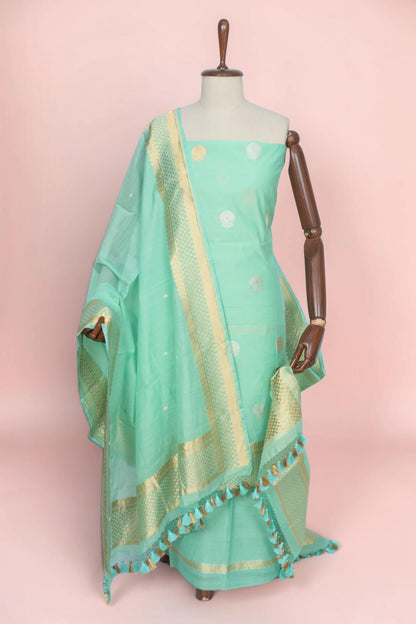 Maheswari Cotton Butta Pastel Green Salwar Suit Set