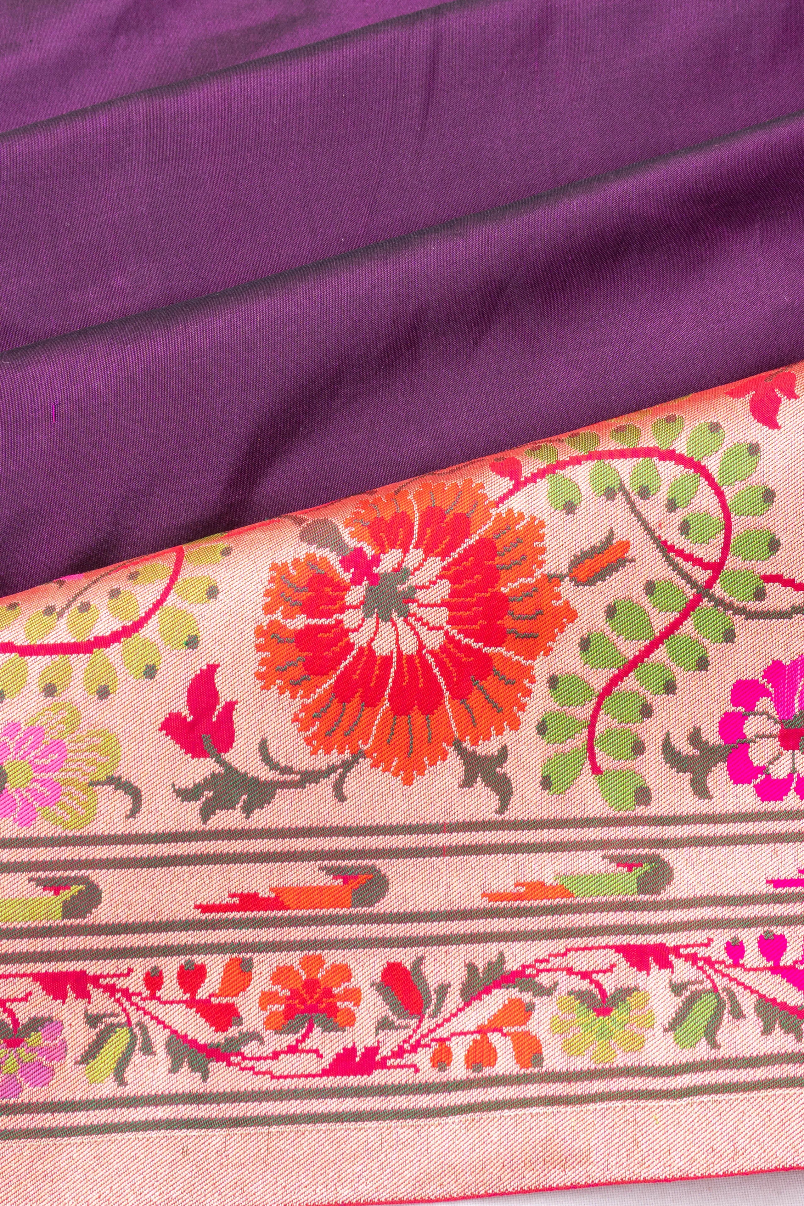 Banarasi Silk Butta Purple Saree