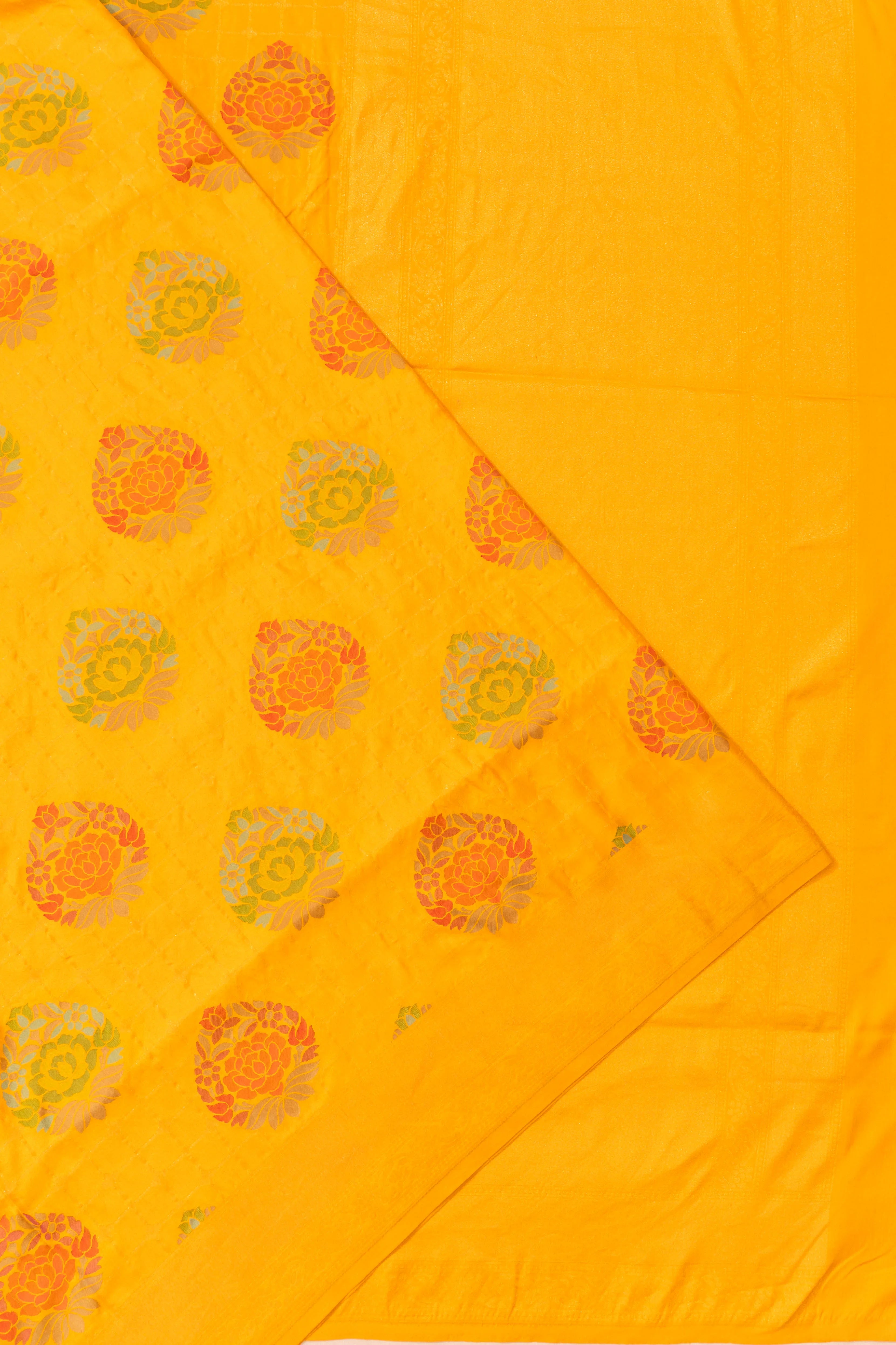 Banarasi Silk Butta Yellow Saree