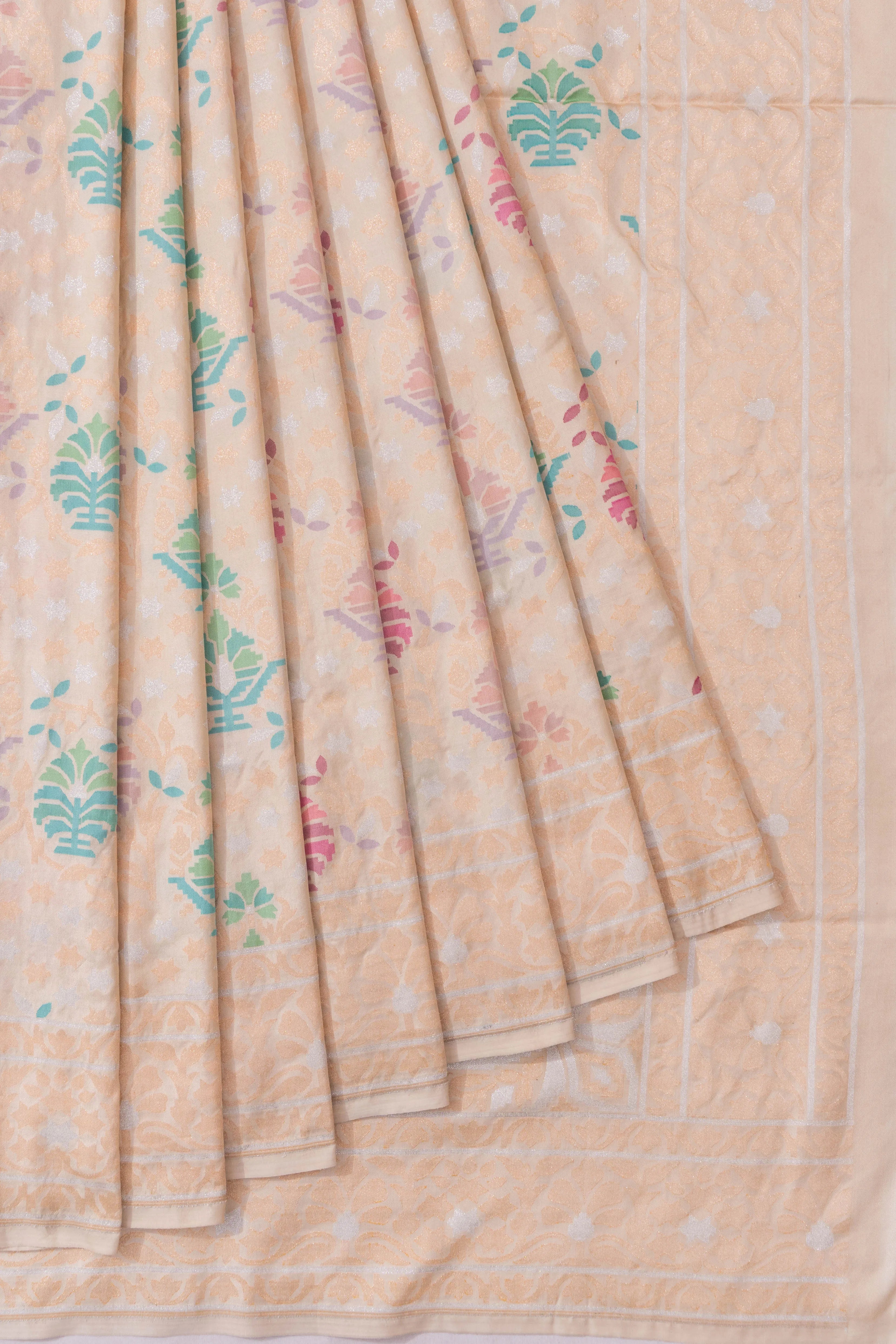 Banarasi Silk Brocade Peach Saree