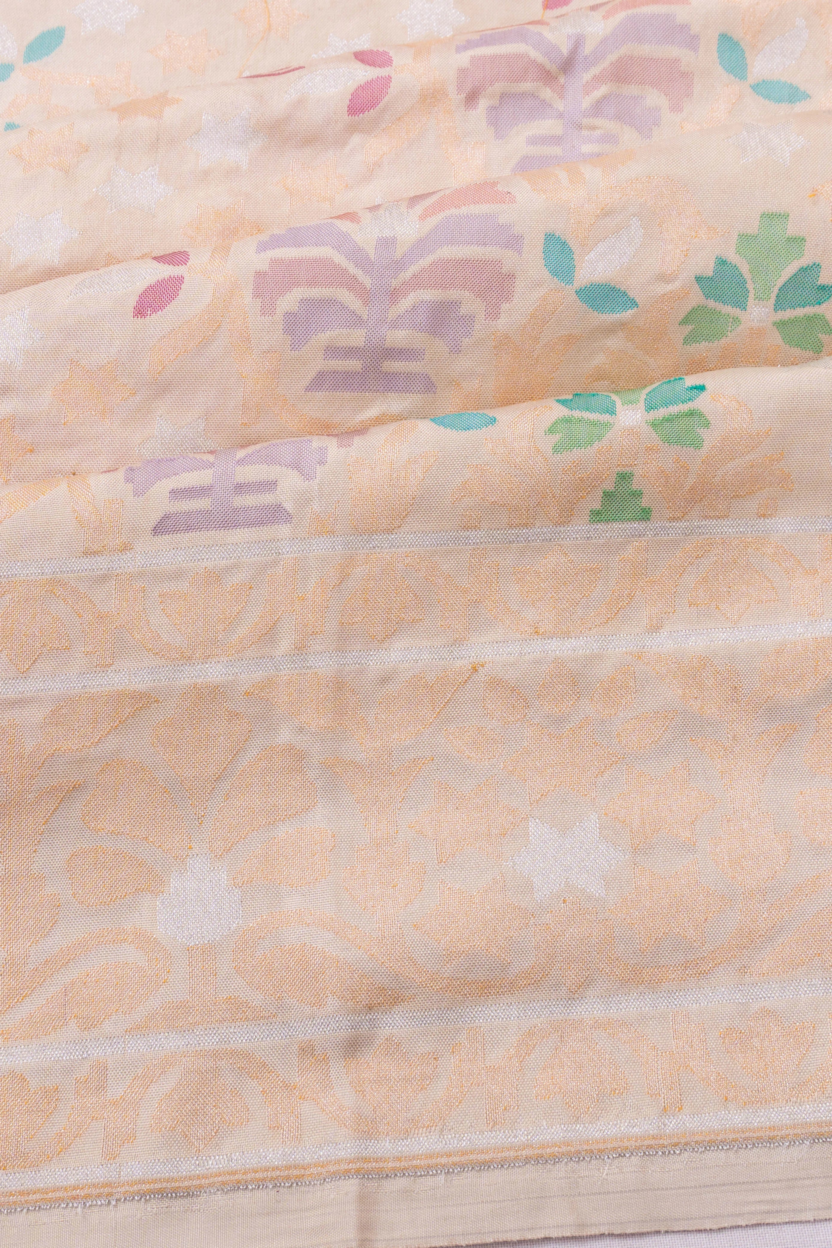 Banarasi Silk Brocade Peach Saree