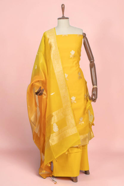 Banarasi Silk Butta Yellow Salwar Suit Set