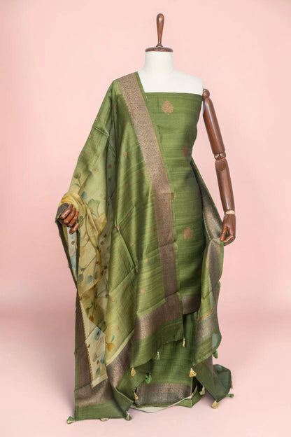 Banarasi Tussar Butta Green Salwar Suit Set