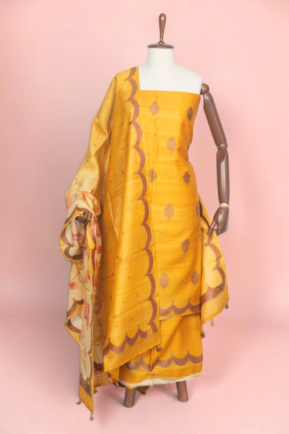 Banarasi Tussar Butta Yellow Salwar Suit Set