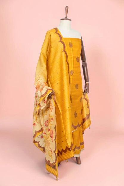 Banarasi Tussar Butta Yellow Salwar Suit Set