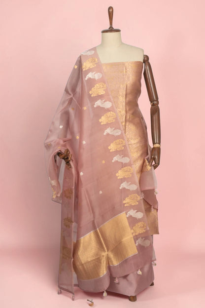 Banarasi Silk Tissue Brocade Onion Pink Salwar Suit Set