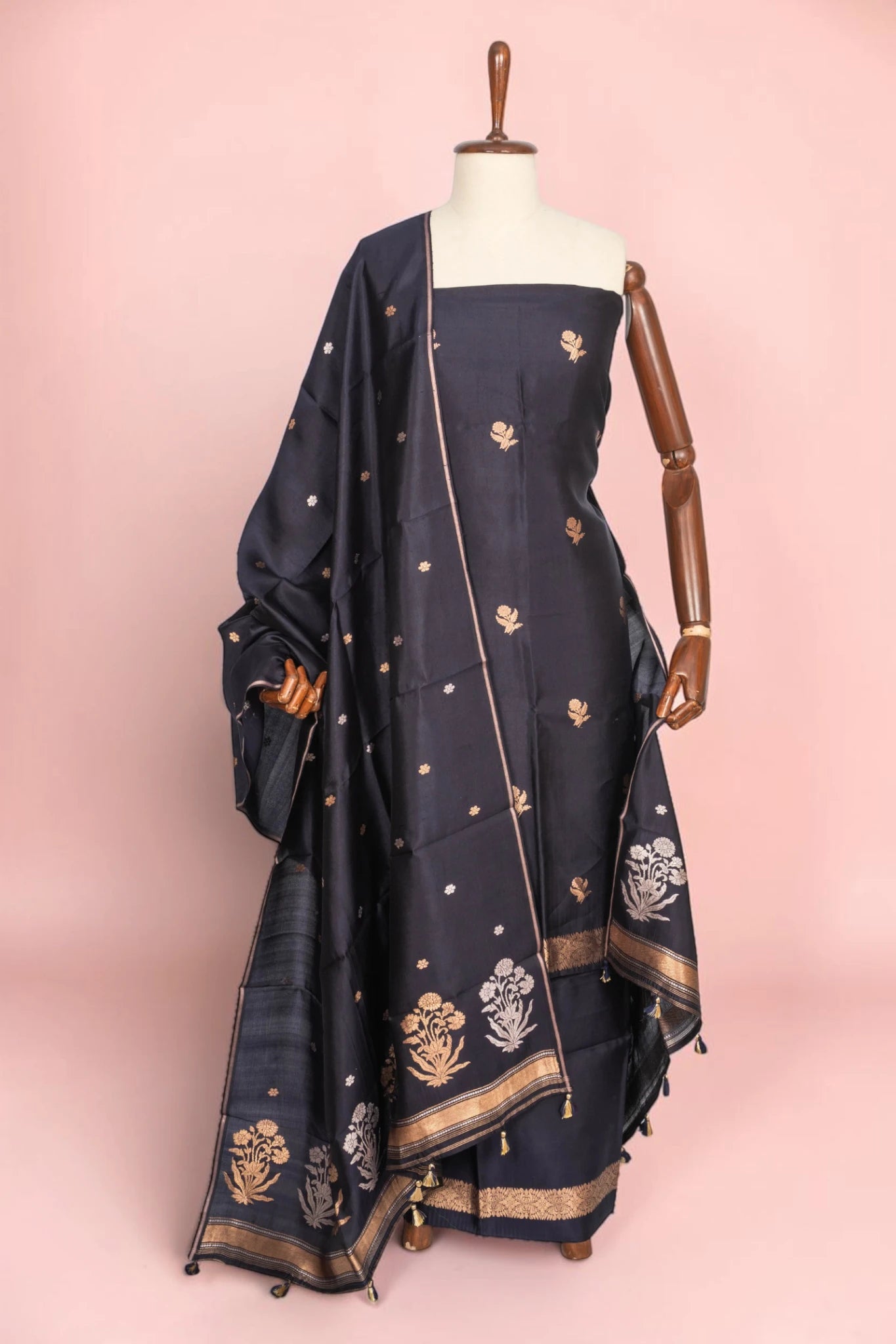 Banarasi Silk Butta Black Salwar Suit Set