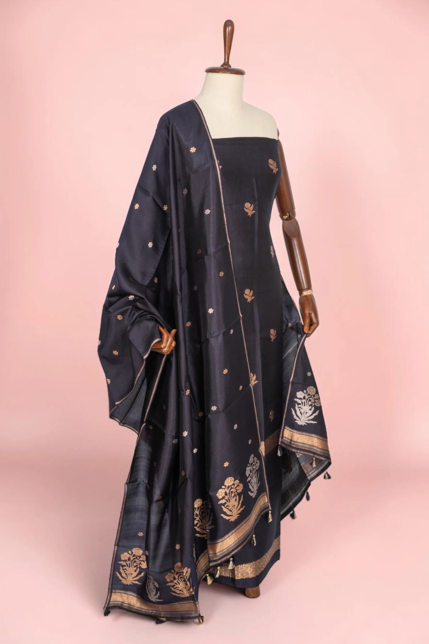 Banarasi Silk Butta Black Salwar Suit Set