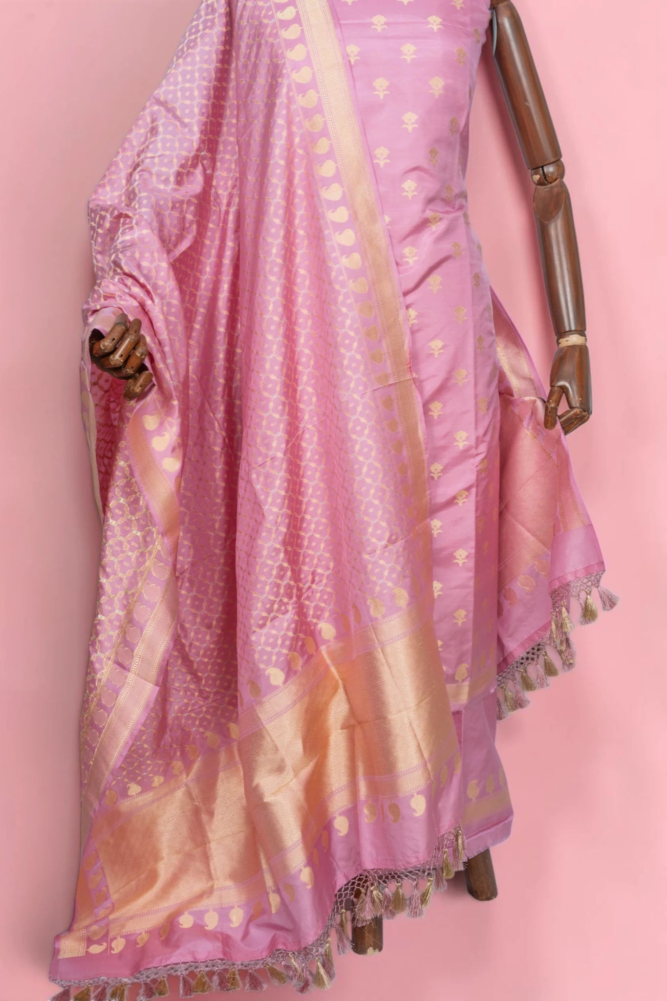 Banarasi Silk Butta Baby Pink Salwar Suit Set
