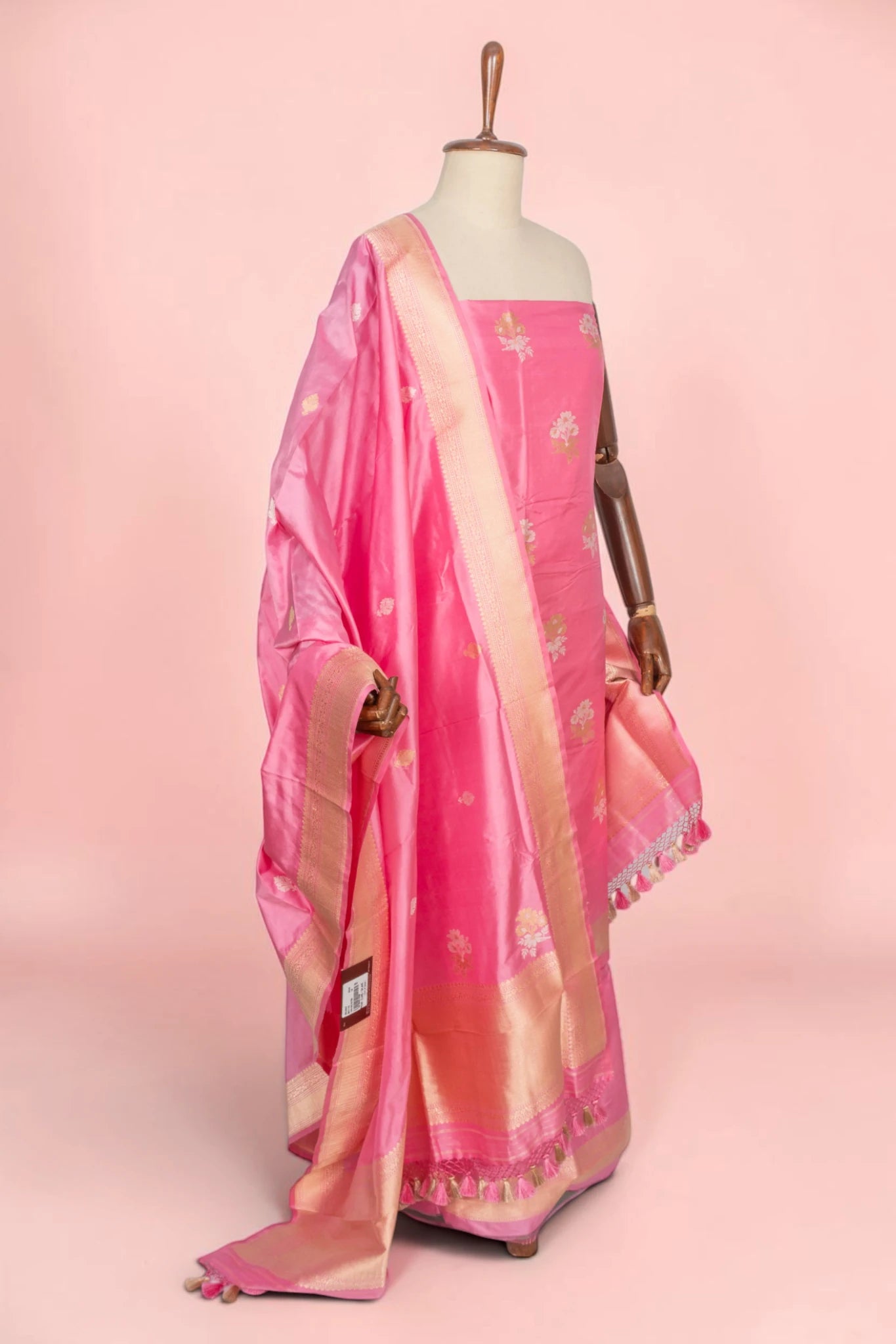 Banarasi Silk Butta Pink Salwar Suit Set