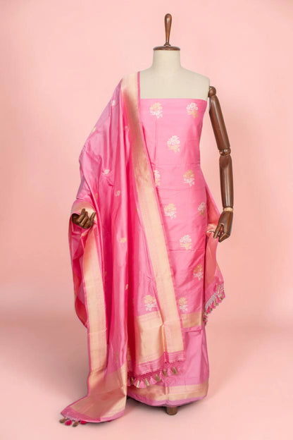 Banarasi Silk Butta Pink Salwar Suit Set