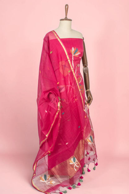 Phulia Cotton Jamdani Butta Pink Salwar Suit Set