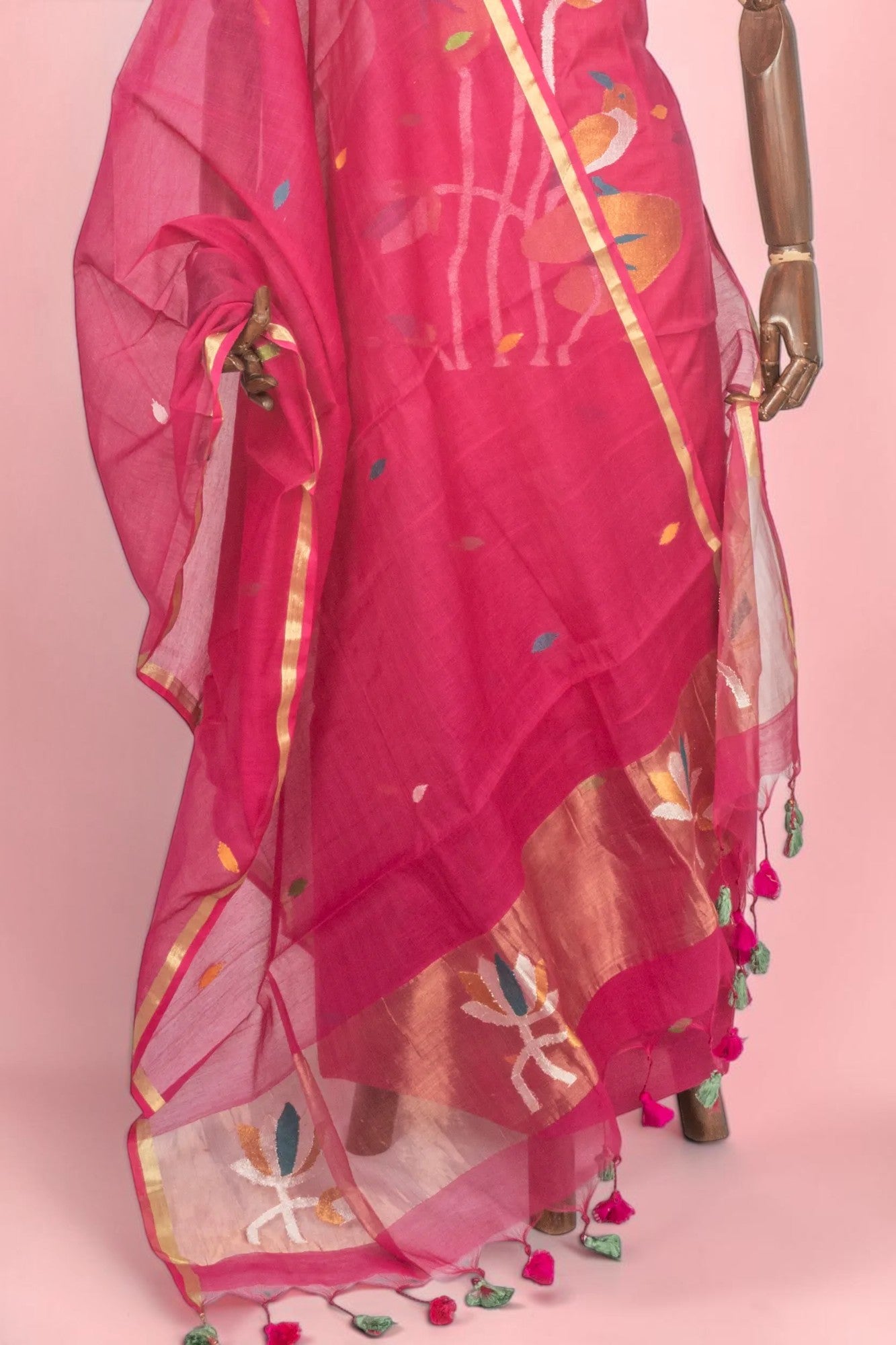Phulia Cotton Jamdani Butta Pink Salwar Suit Set