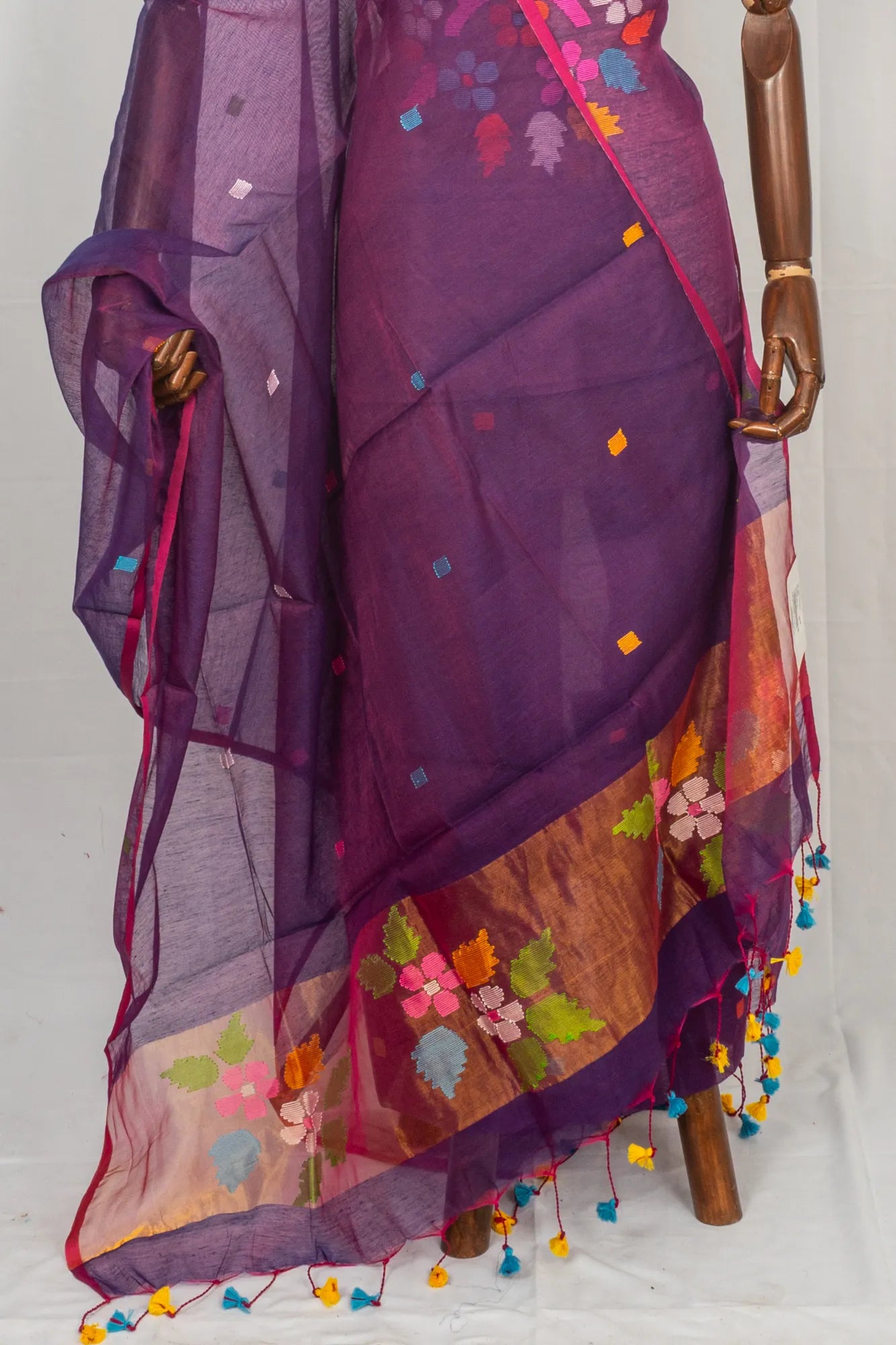 Phulia Cotton Jamdani Butta Purple Salwar Suit Set