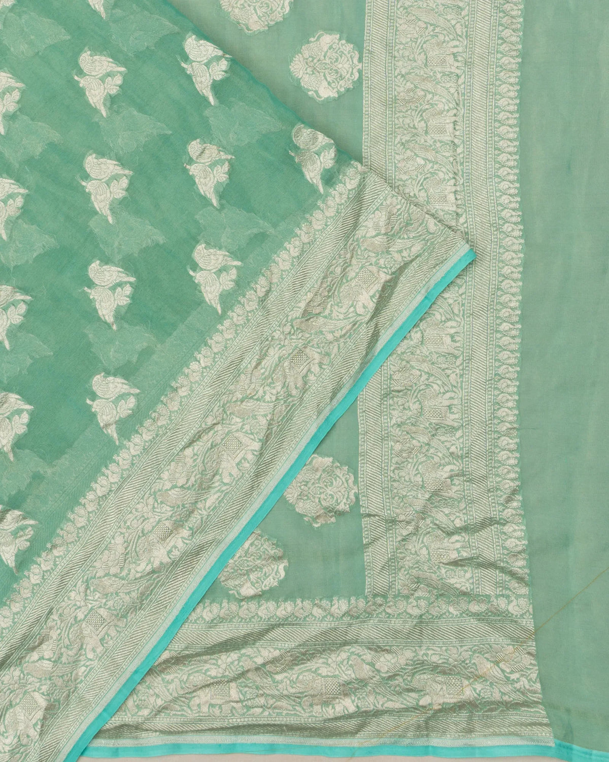 Banarasi Georgette Butta Sea Green Saree