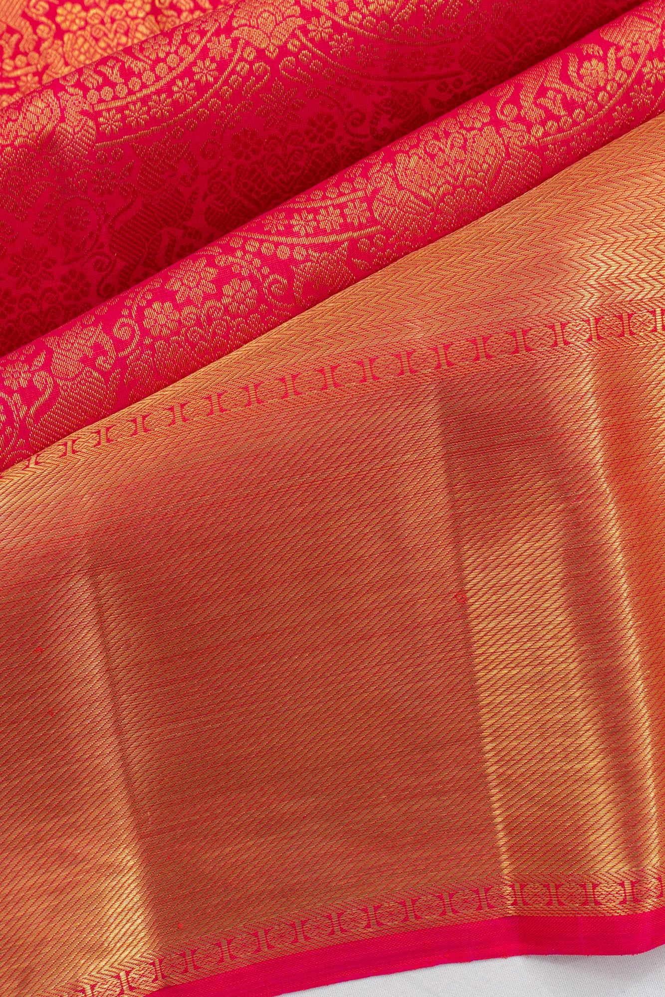 Kanchipuram Silk Brocade Pink Saree