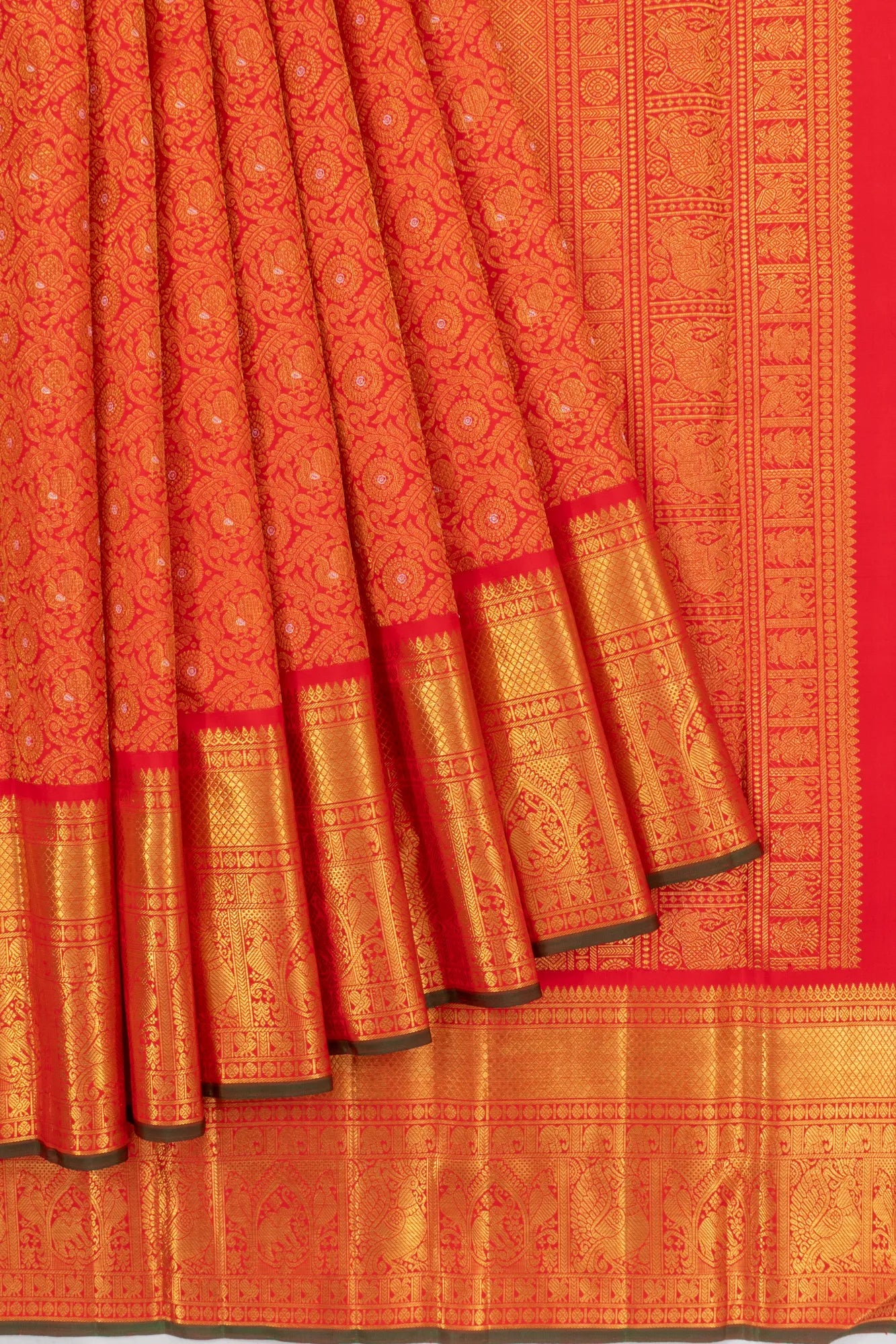 Kanchipuram Silk Brocade Red Saree