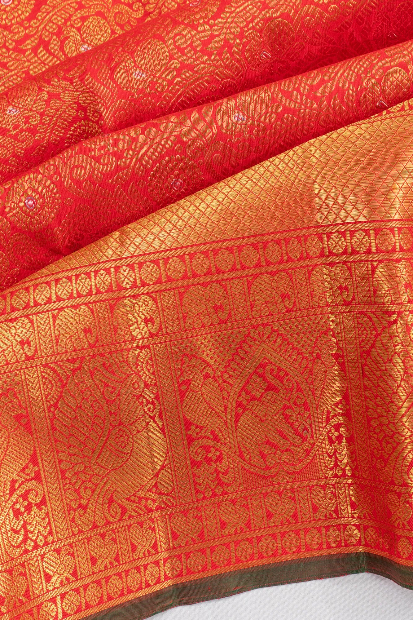 Kanchipuram Silk Brocade Red Saree